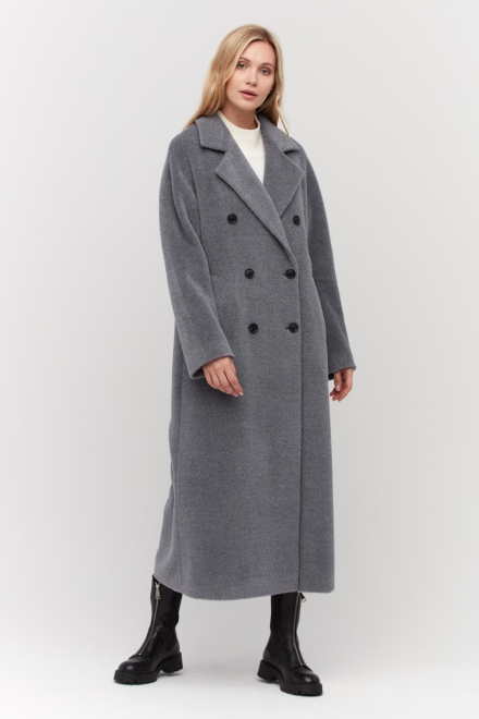 Płaszcz wełniany alpaka dwurzędowy luxury line szary