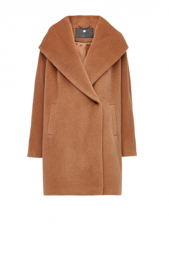 Wełniany płaszcz z kapturem alpaka luxury line