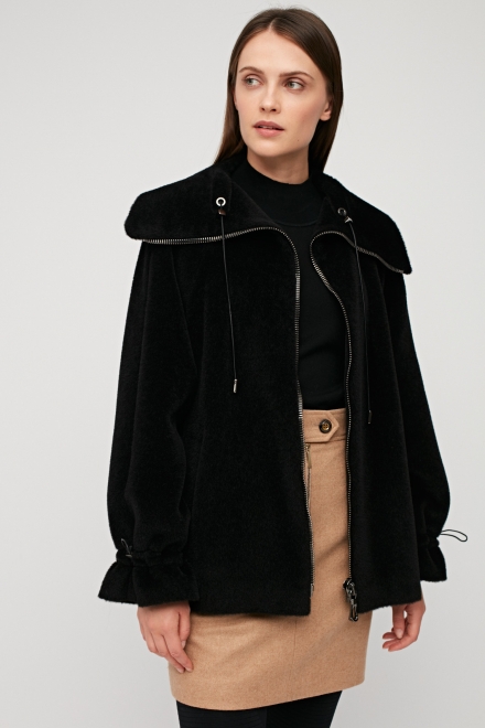 Czarna wełniana kurtka z alpaki luxury line